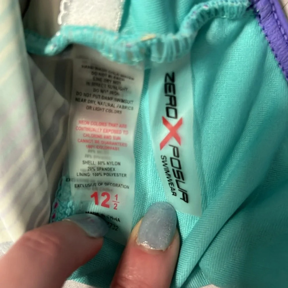 ZeroXposur Tankini in Shades of Purple, Aqua, Teal and Black - sz 12 1/2 - Picture 7 of 7